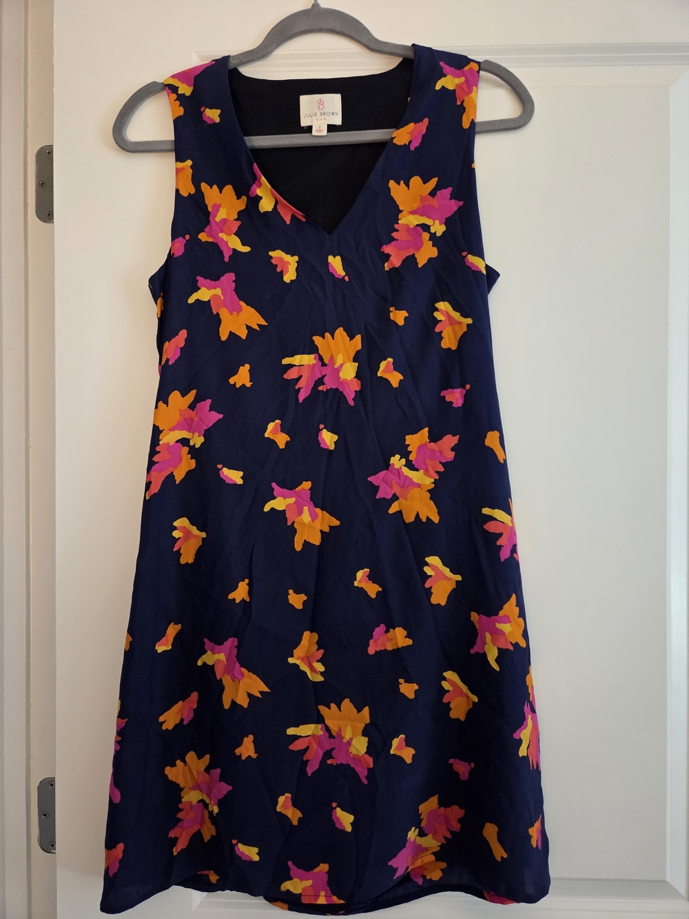 JB by Julie Brown Navy Multicolor Floral V-Neck Dress
